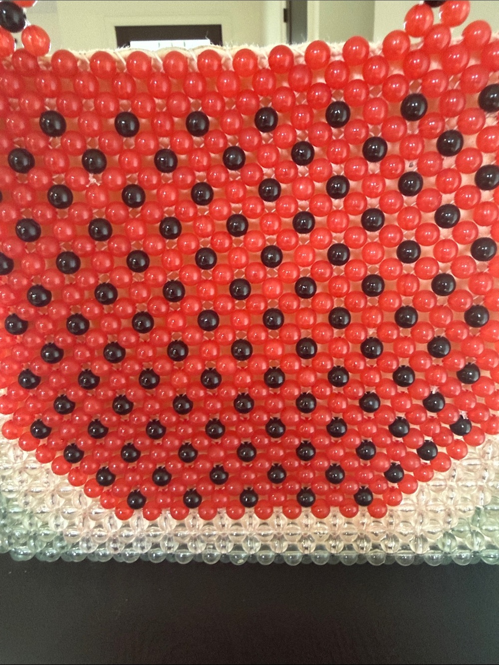 Cynthia Rowley Red White Green Beaded Watermelon Tote Shoulder Bag - Picture 2 of 8